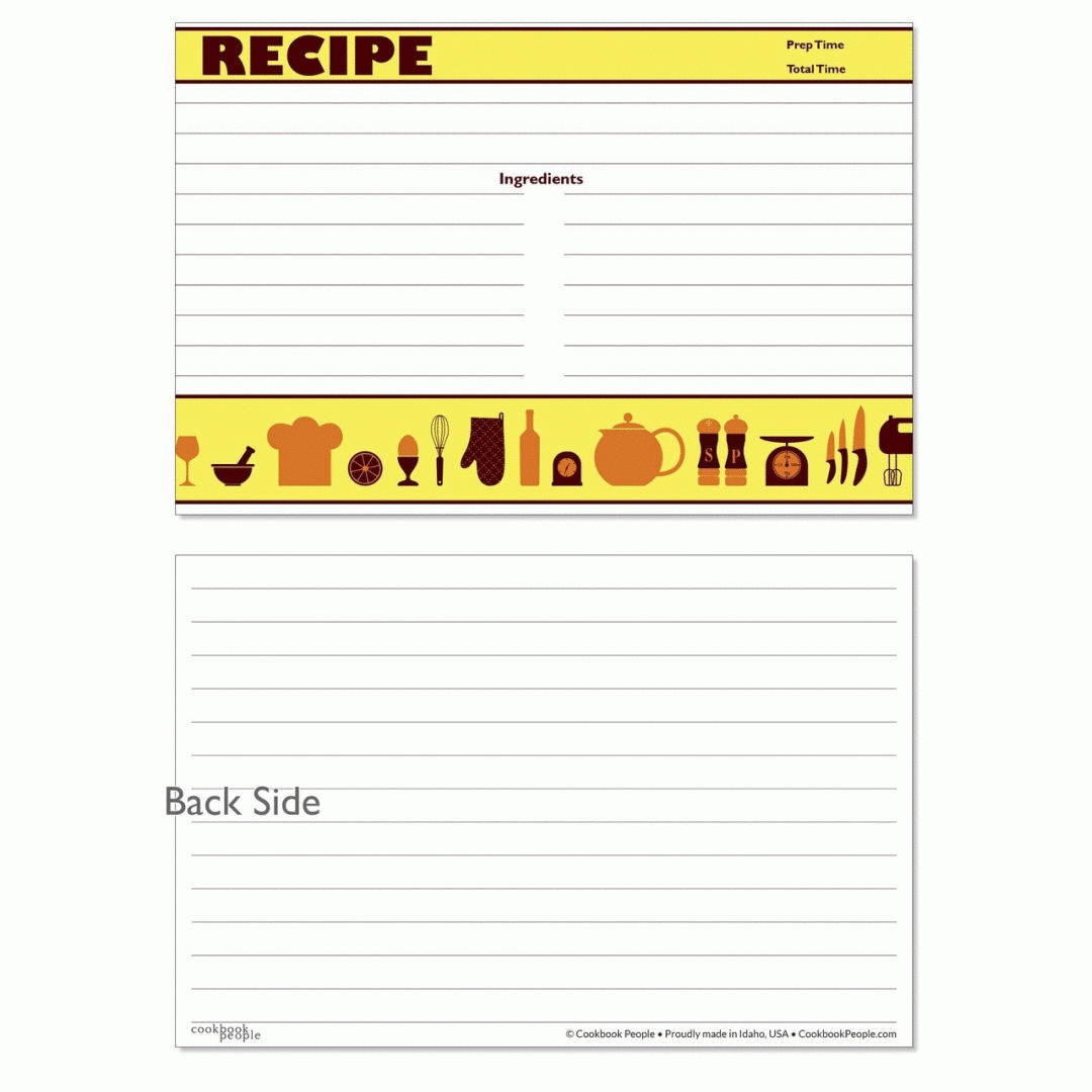 4X6 Recipe Card Retro Icon Yellow 40Ea | Recipe Cards, Food Pertaining To 4X6 Note Card Template