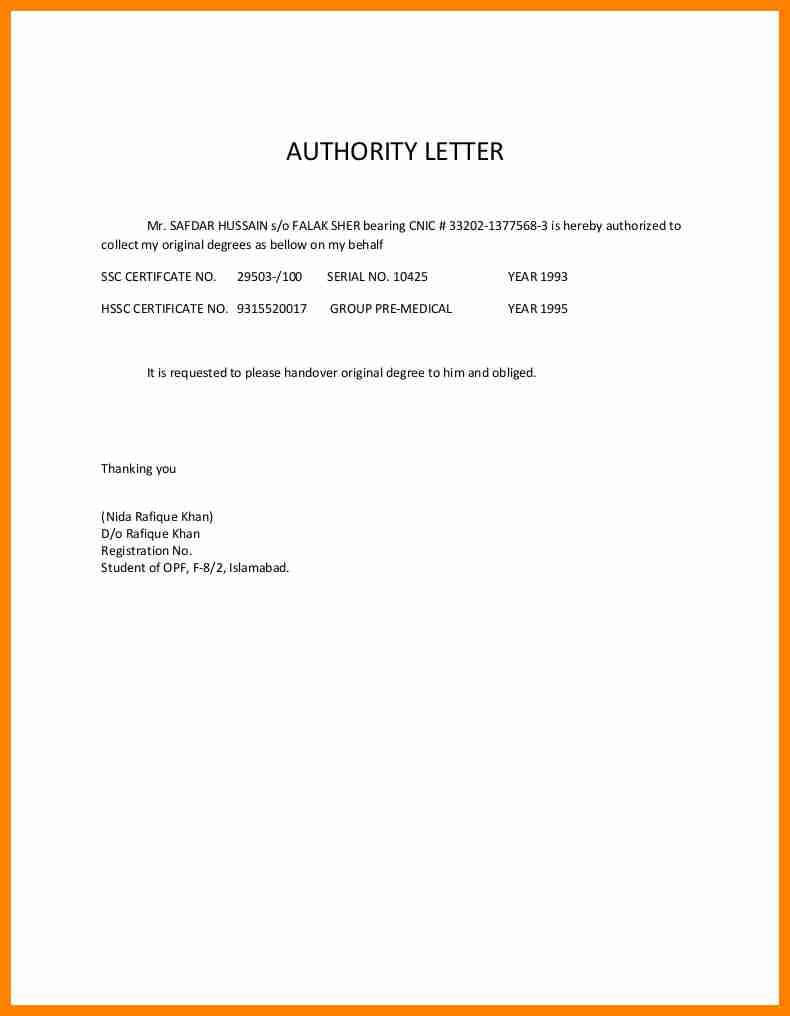 5 Authorization Letter For Document Collection Catering In Certificate Of Authorization Template