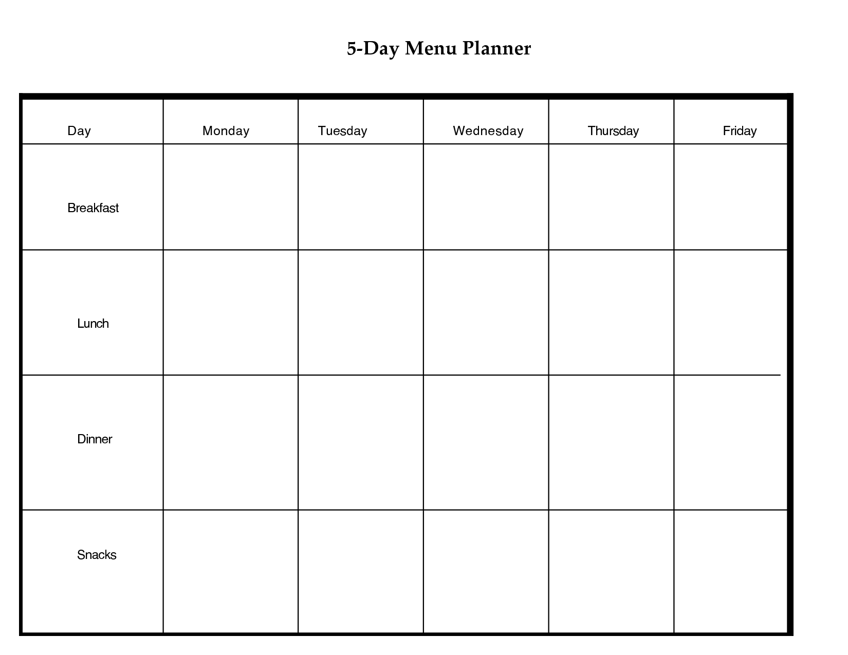 5 Day Weekly Planner Printable | Scope Of Work Template For Blank Scheme Of Work Template