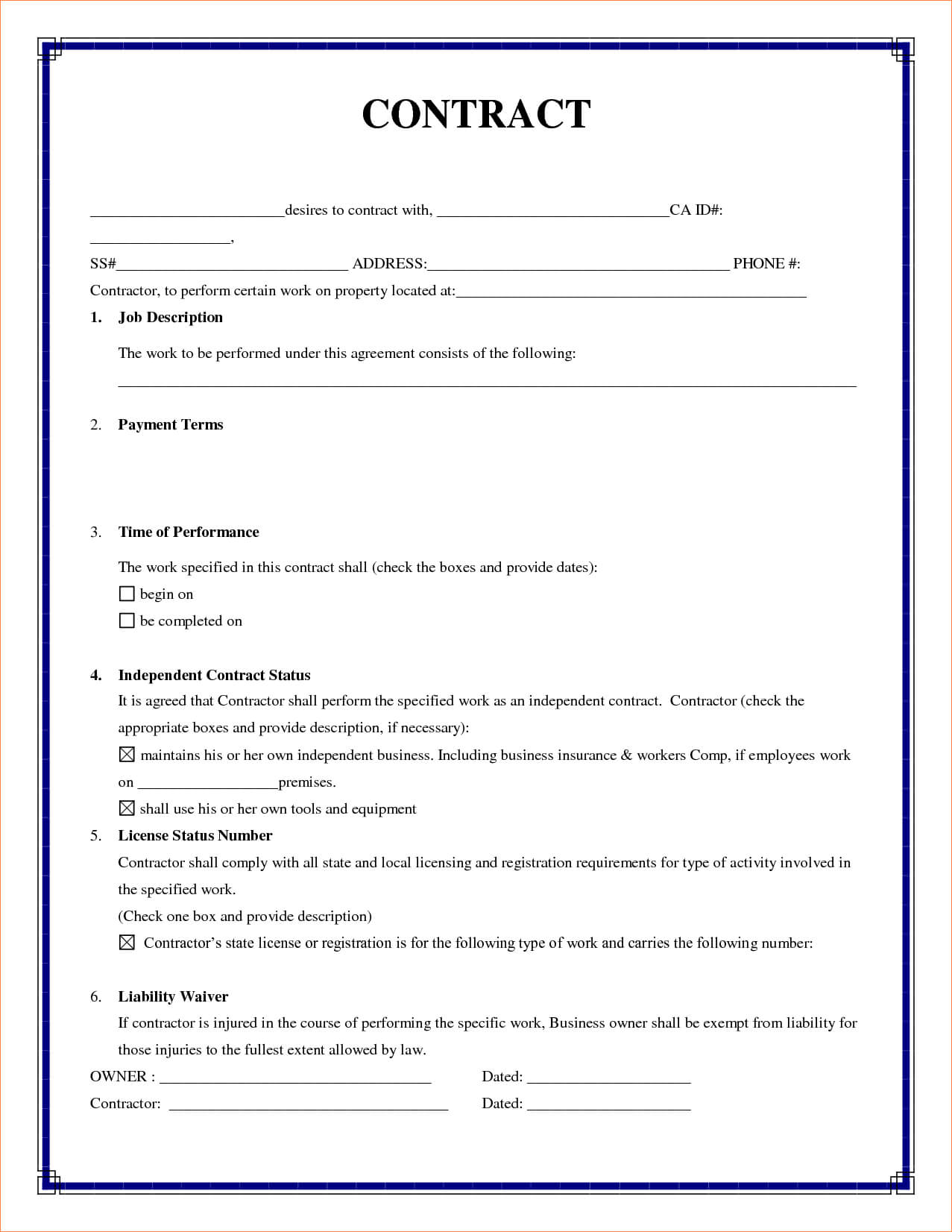 5+ Simple Contractor Agreementreport Template Document Pertaining To Construction Payment Certificate Template