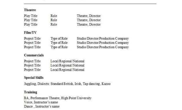 50 Free Acting Resume Templates (Word &amp; Google Docs) ᐅ regarding Theatrical Resume Template Word