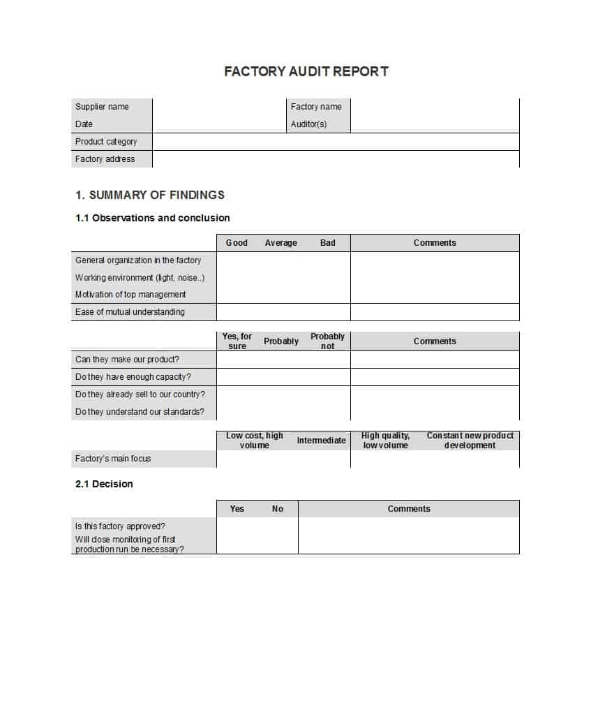 50 Free Audit Report Templates (Internal Audit Reports) ᐅ Intended For Audit Findings Report Template