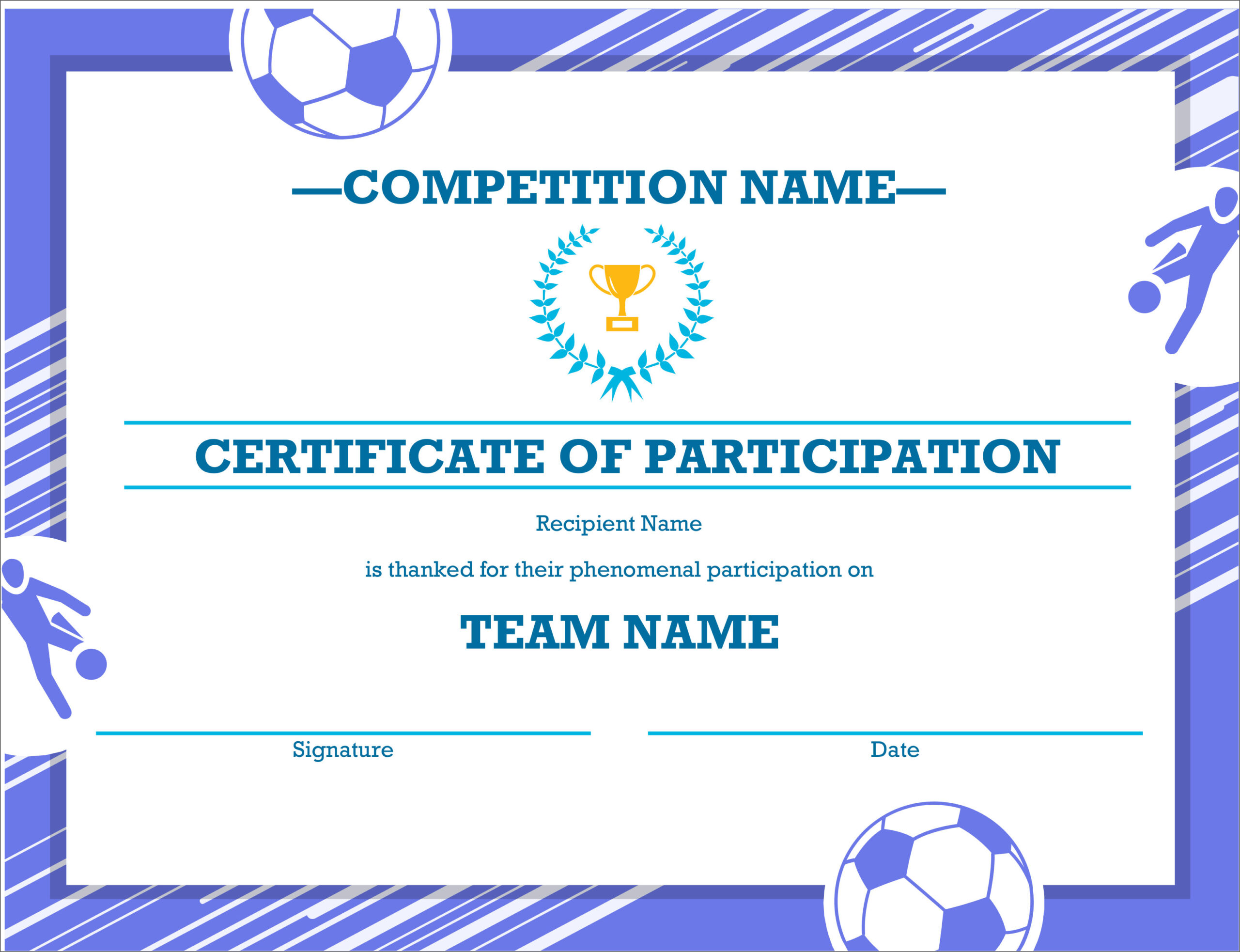 50 Free Creative Blank Certificate Templates In Psd Inside Athletic Certificate Template