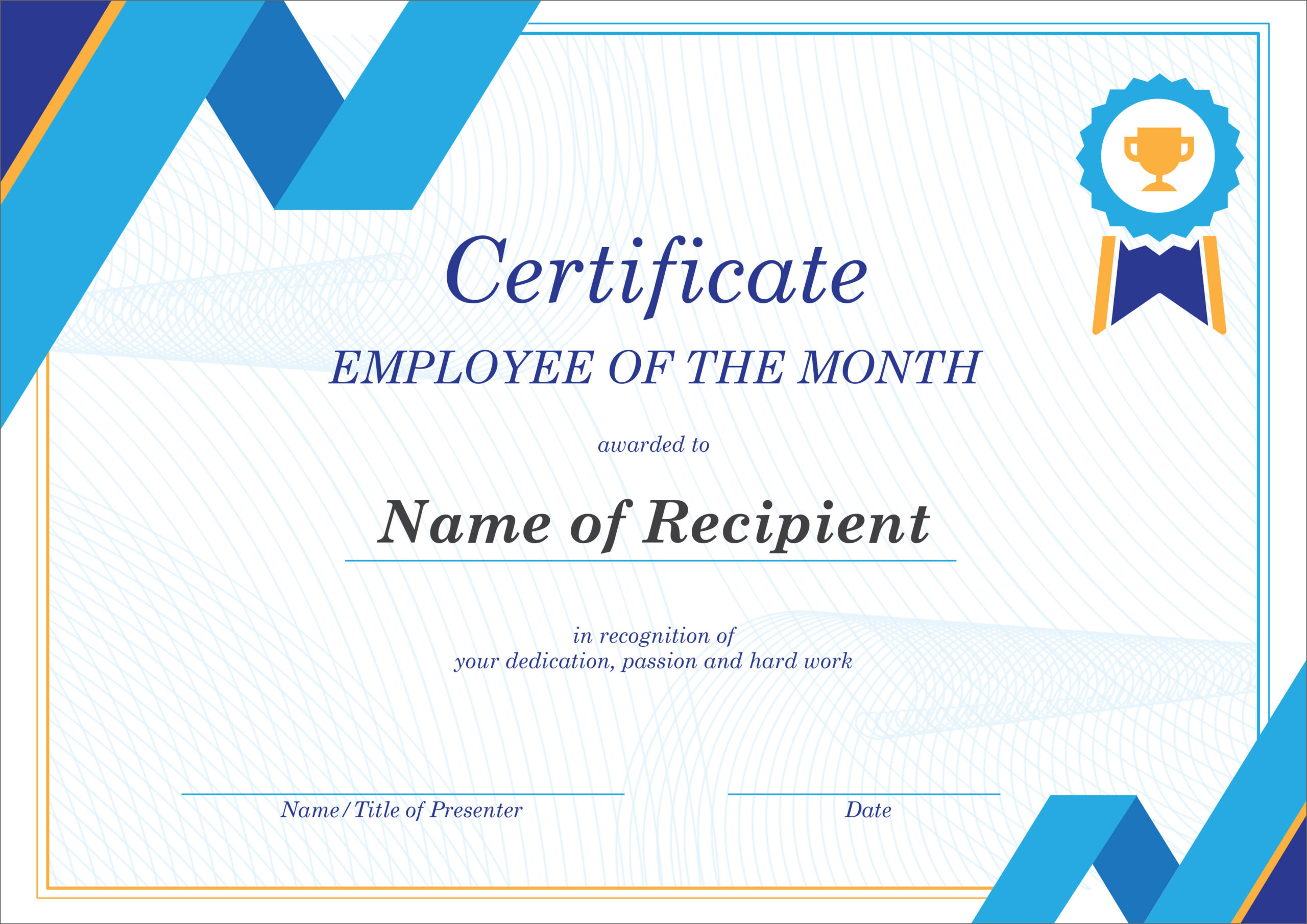 50 Free Creative Blank Certificate Templates In Psd With Employee Of The Year Certificate Template Free