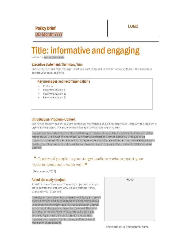 50 Free Policy Brief Templates (Ms Word) ᐅ Template Lab Inside Information Mapping Word Template