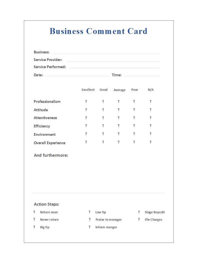 50 Printable Comment Card & Feedback Form Templates ᐅ With Regard To Survey Card Template