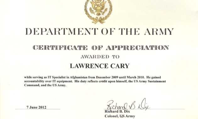 6+ Army Appreciation Certificate Templates - Pdf, Docx in Army Certificate Of Achievement Template