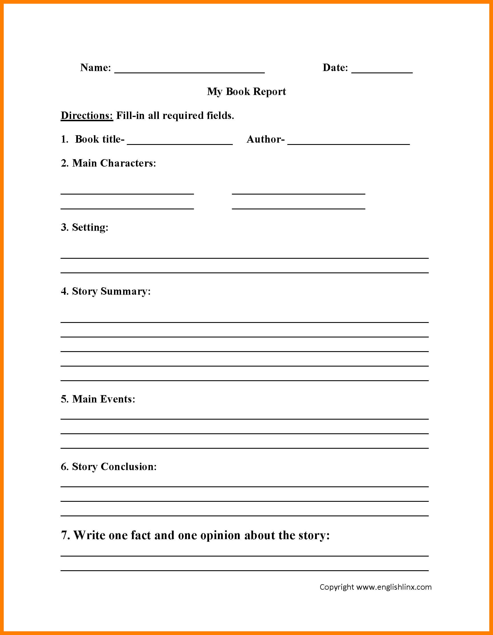 6+ Grade 2 Book Report Template | Management On Call In Story Skeleton Book Report Template