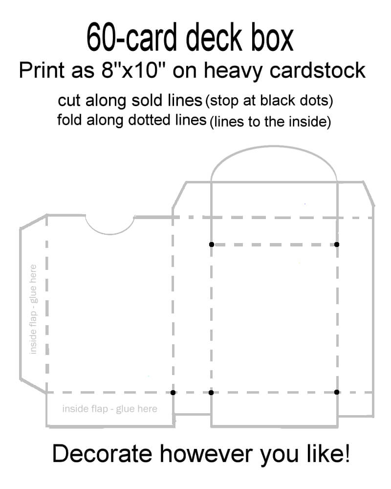 60 Card Deck Box Template For Magic, Pokemon, Yu Gi Oh, Etc Pertaining To Card Box Template Generator