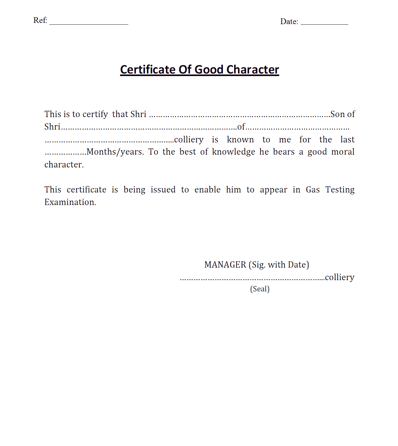 7+ Character Certificate Templates – Word Excel Samples Intended For Good Conduct Certificate Template