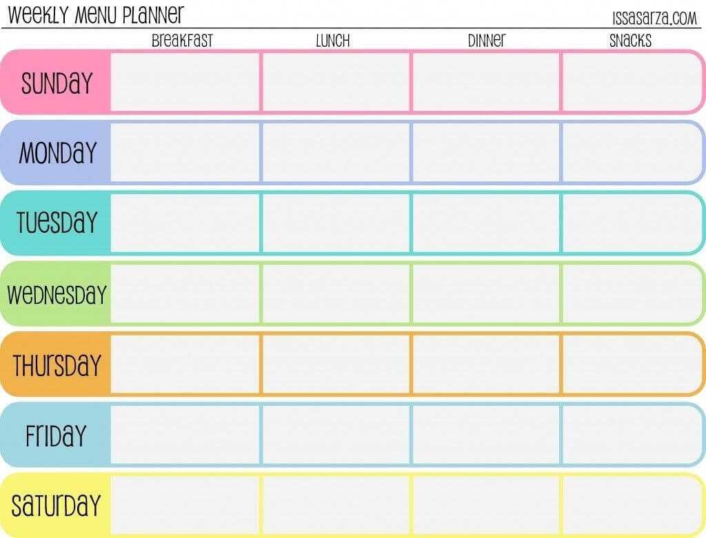 7 Day Weekly Planner Template – Yeniscale.co 7 Day Weekly Intended For Weekly Meal Planner Template Word