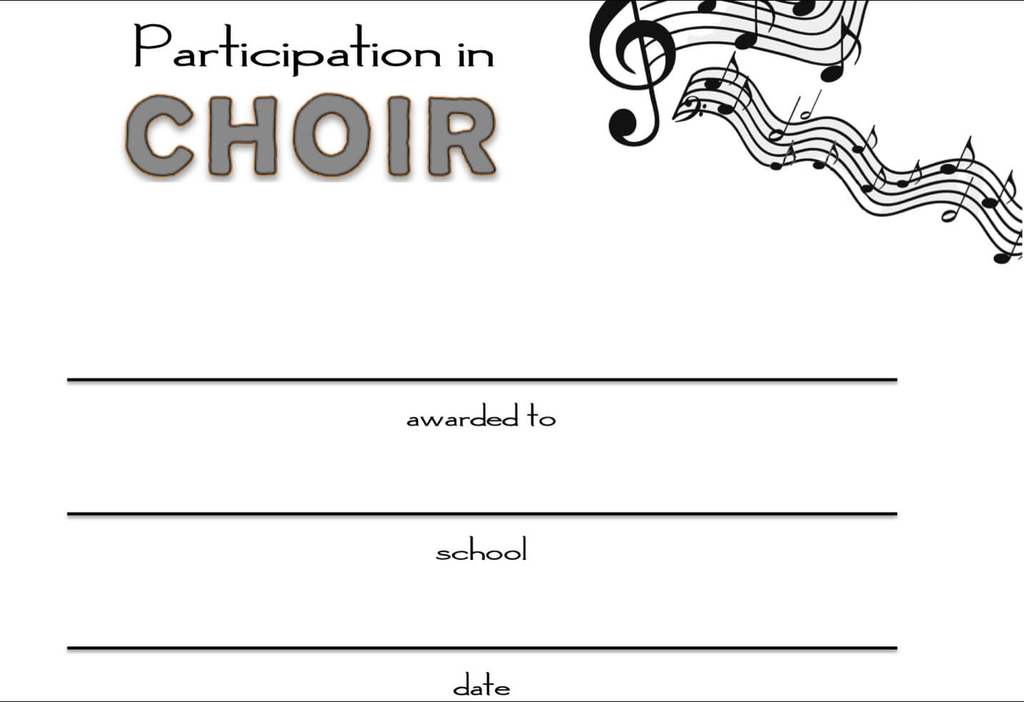 8+ Free Choir Certificate Of Participation Templates - Pdf Within Choir Certificate Template