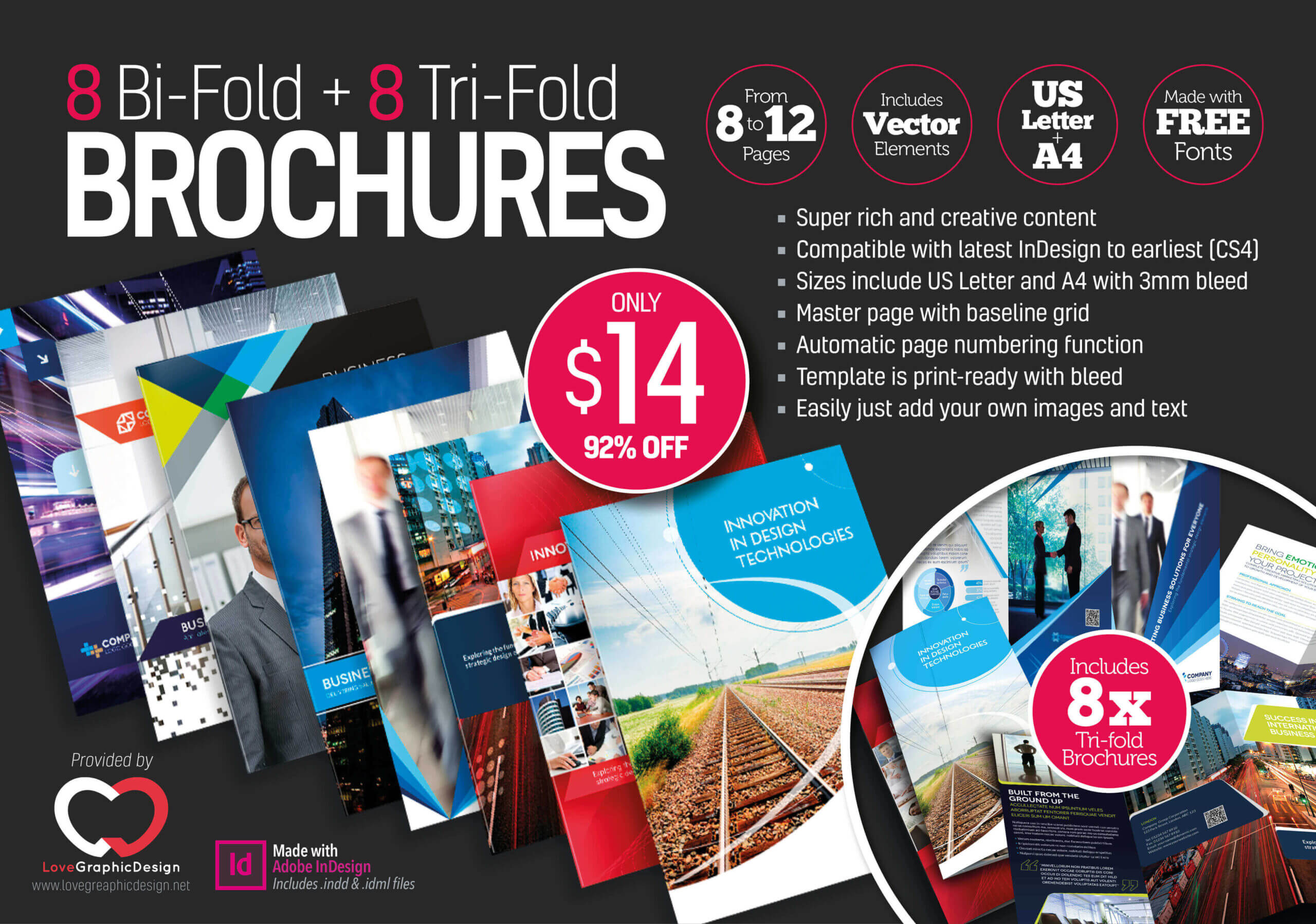 8 Print Ready Indesign Bi Fold & Tri Fold Brochure Templates With Adobe Indesign Tri Fold Brochure Template