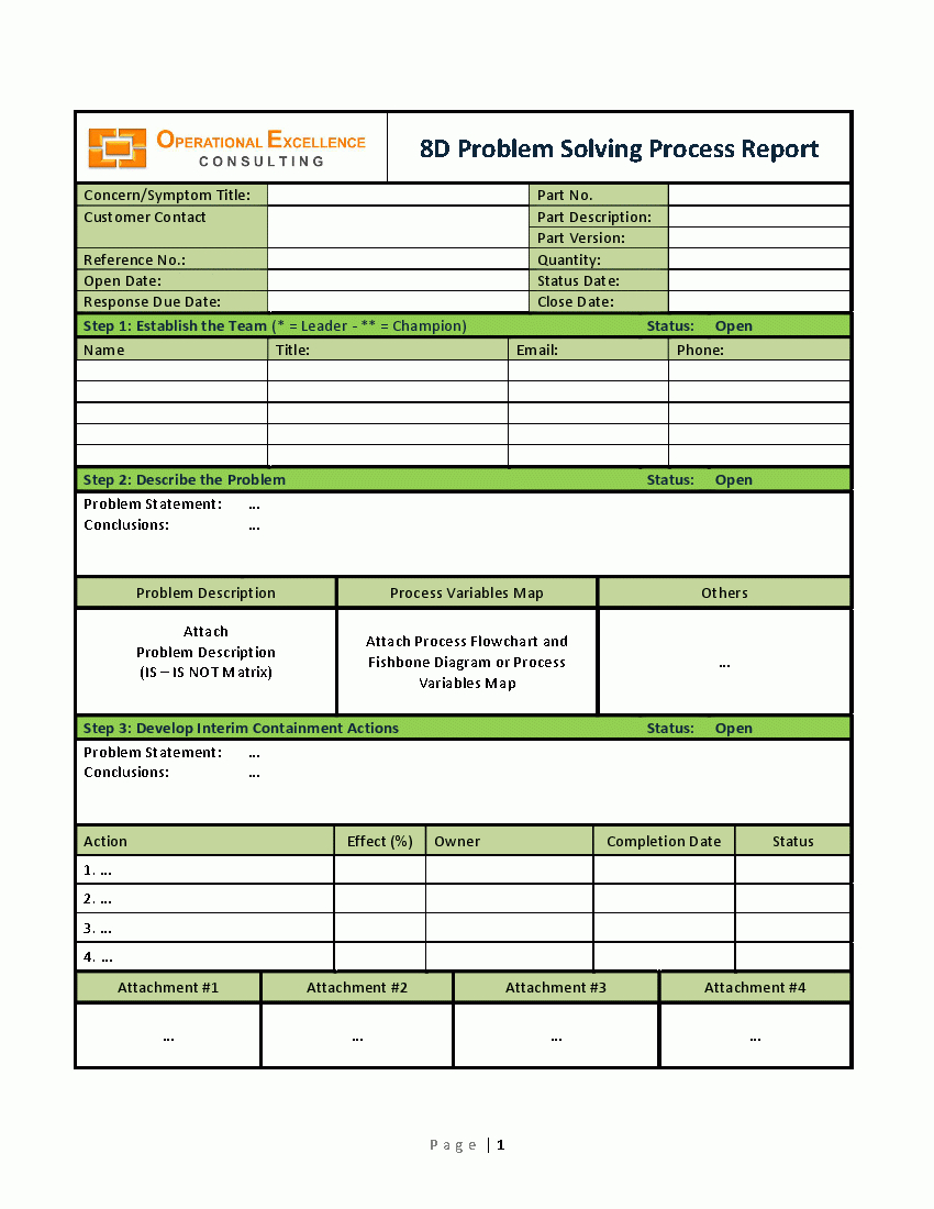 8D Problem Solving Process Report Template (Word) – Flevypro Intended For 8D Report Format Template