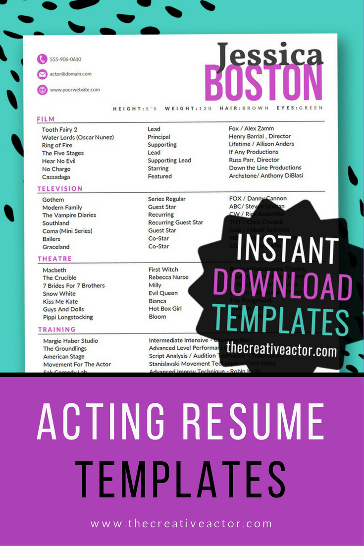 8X10 Actor Resume Templates – Instant Download Acting Resume With Regard To Theatrical Resume Template Word