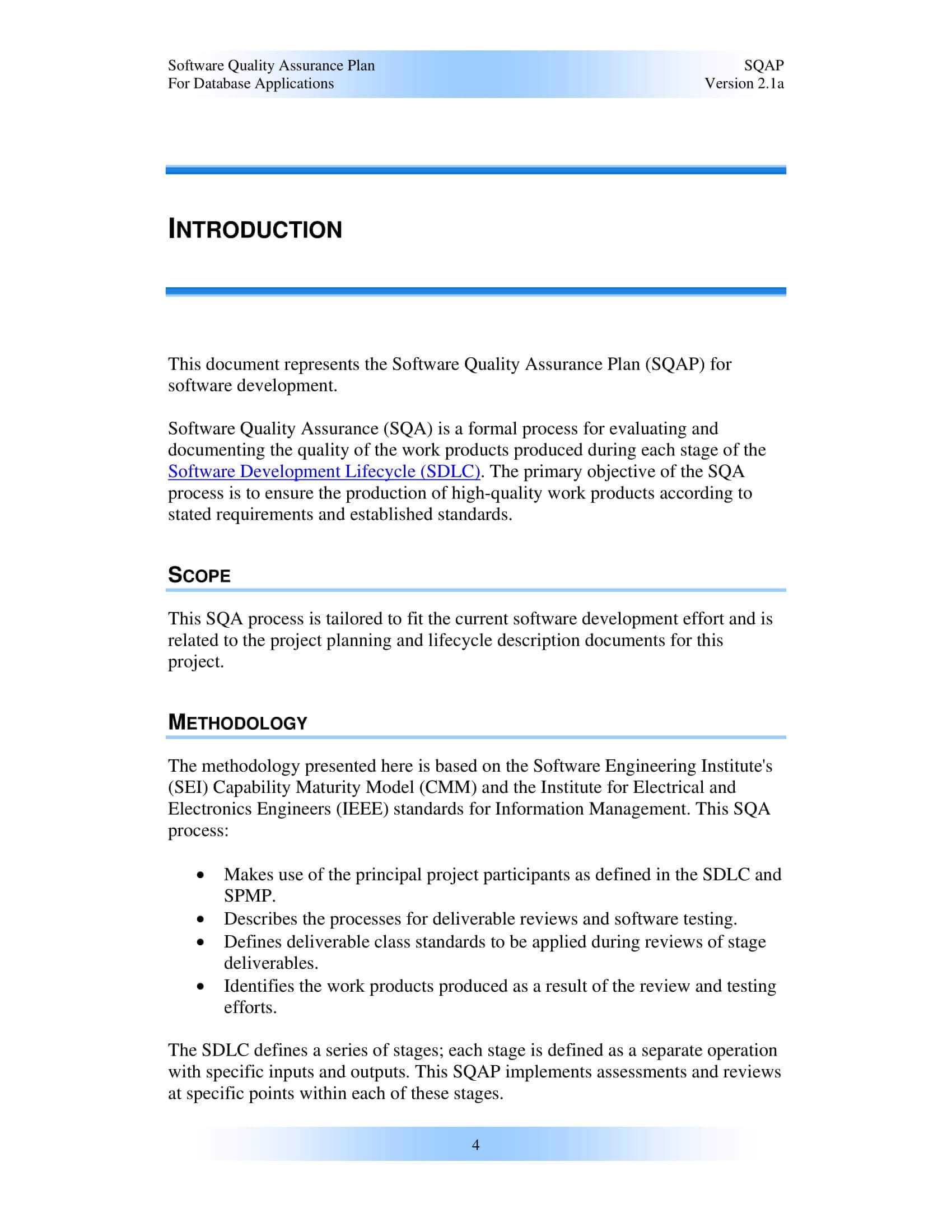 9+ Software Quality Assurance Plan Examples – Pdf | Examples Pertaining To Software Quality Assurance Report Template