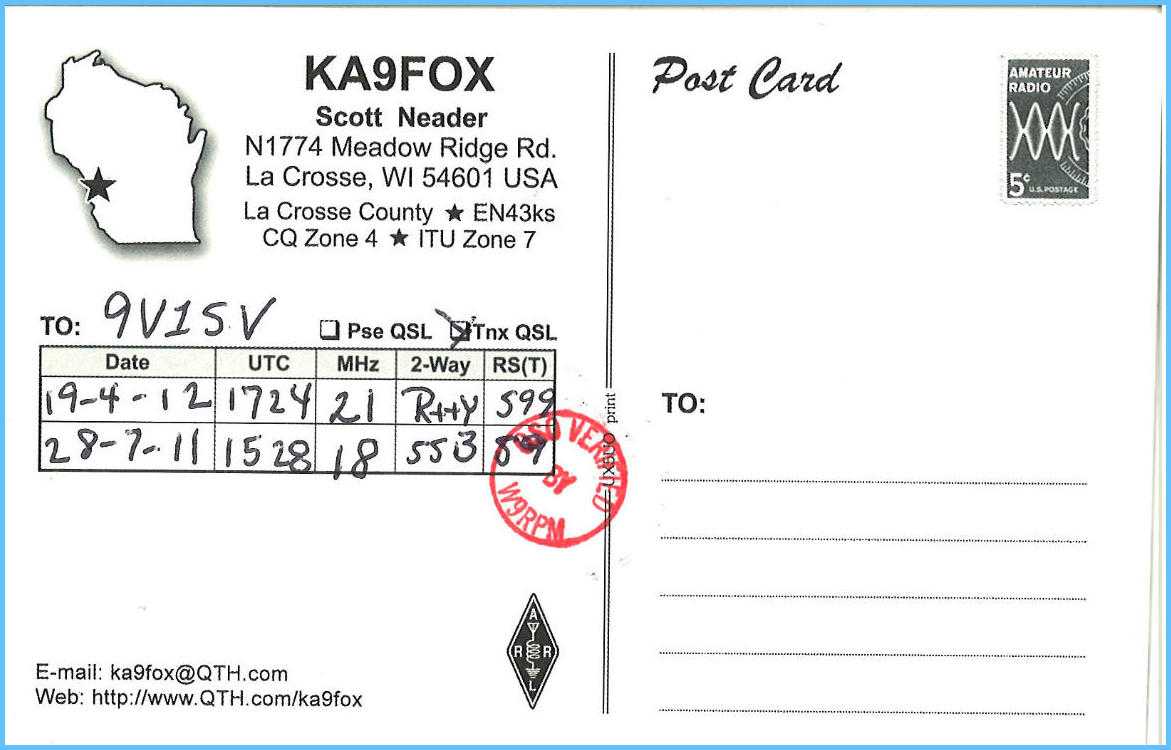 9V1Sv Ham Friends In Qsl Card Template