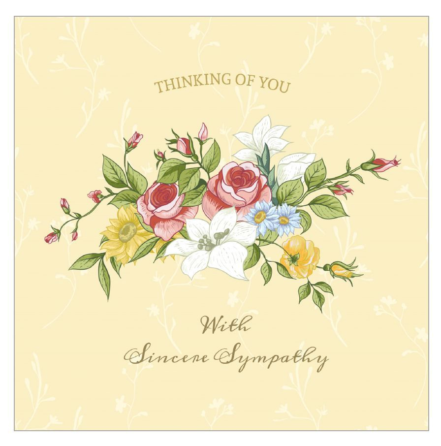 A Sympathy Card With A Bouquet Of Flowers On It. | Free Regarding Sympathy Card Template