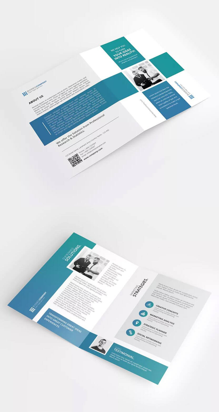 A4 Bi Fold Brochure Template Psd • Clean And Modern Layout With Two Fold Brochure Template Psd