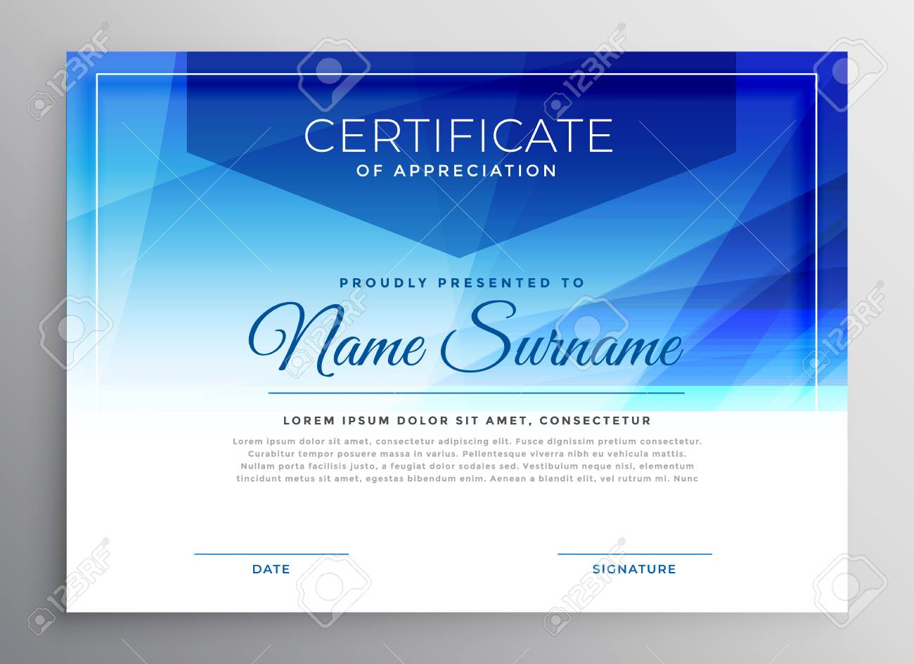 Abstract Blue Award Certificate Design Template Throughout Award Certificate Design Template