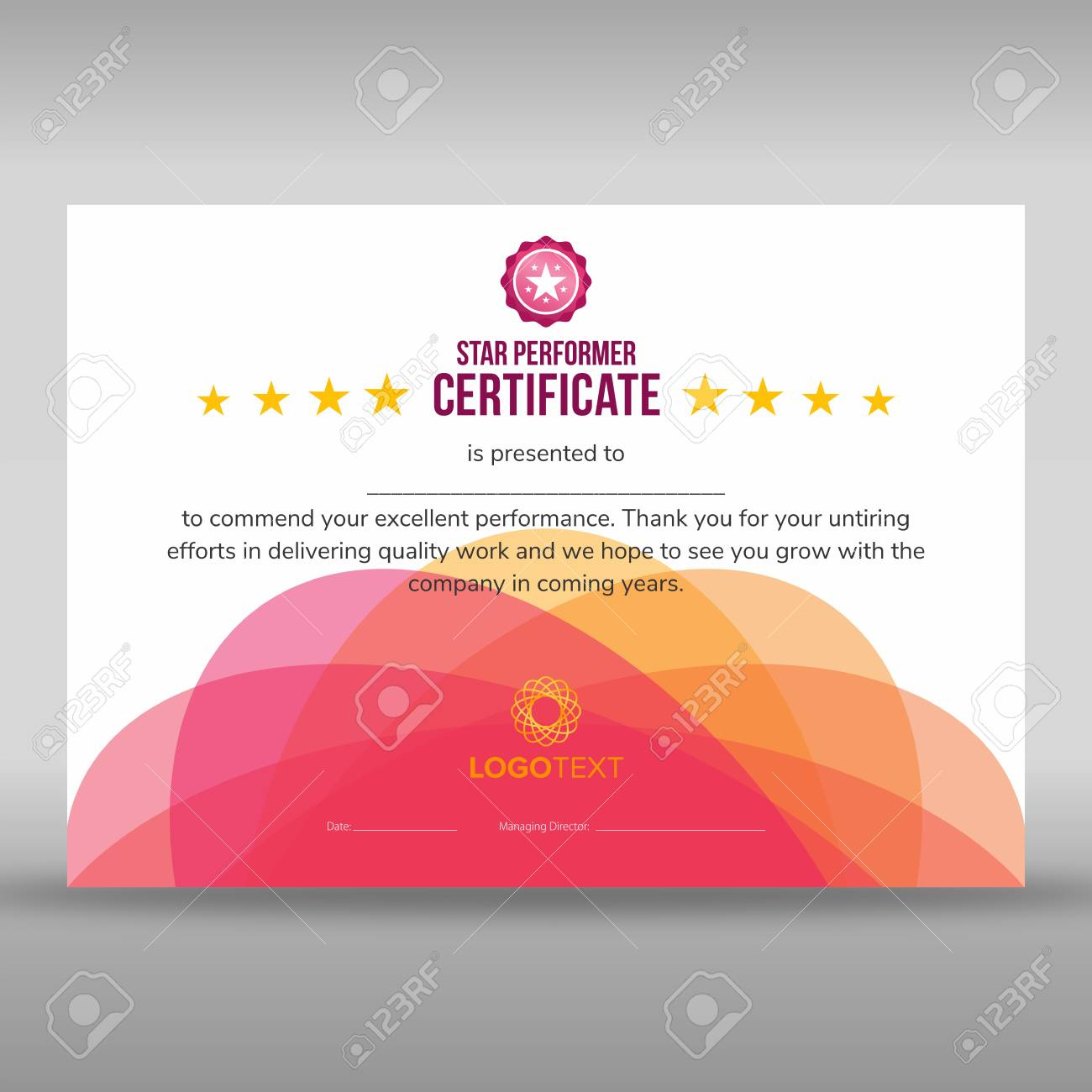 Abstract Creative Pink Star Performer Certificate With Star Performer Certificate Templates