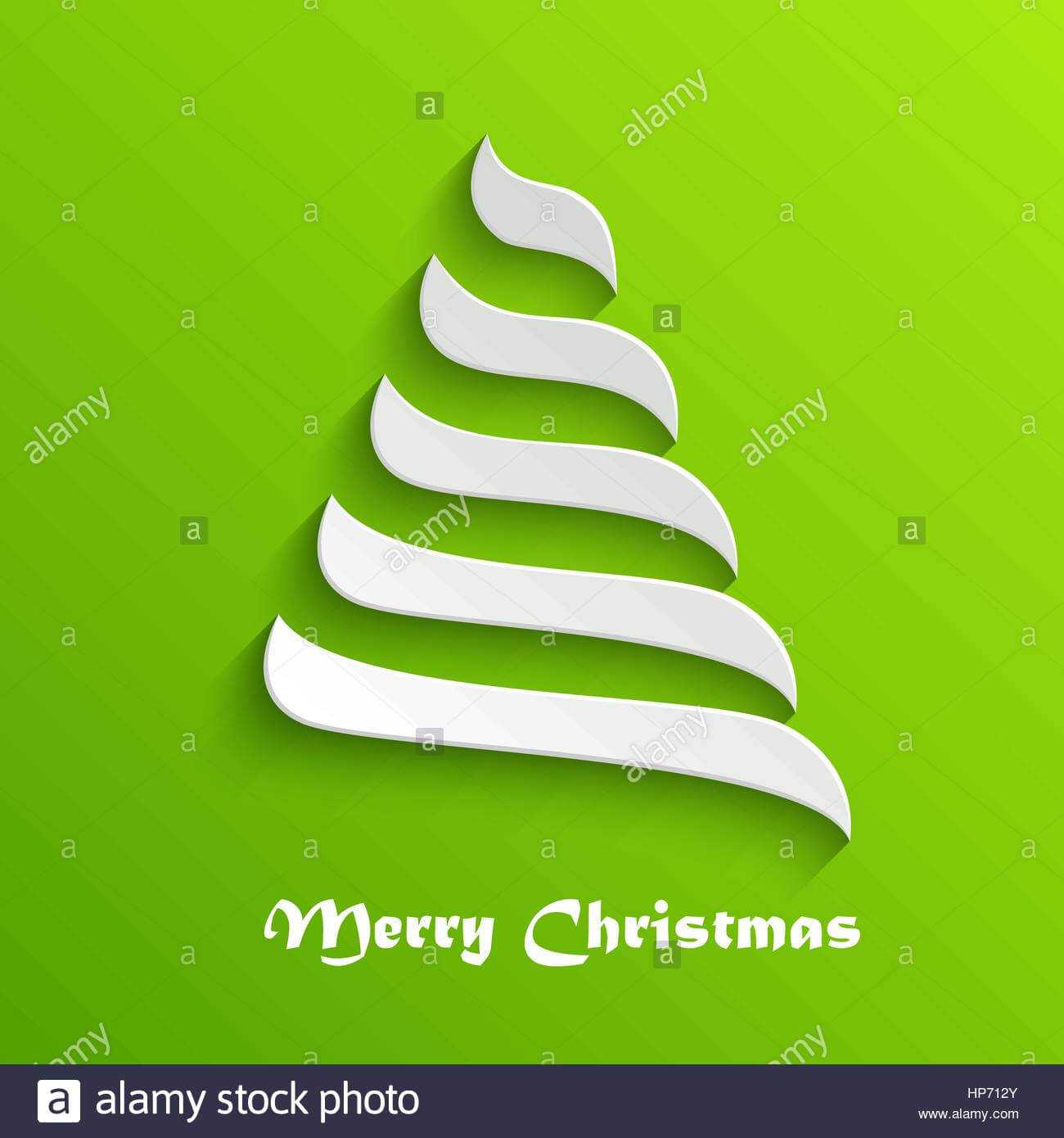 Abstract Modern 3D White Christmas Tree On Green Background Within 3D Christmas Tree Card Template