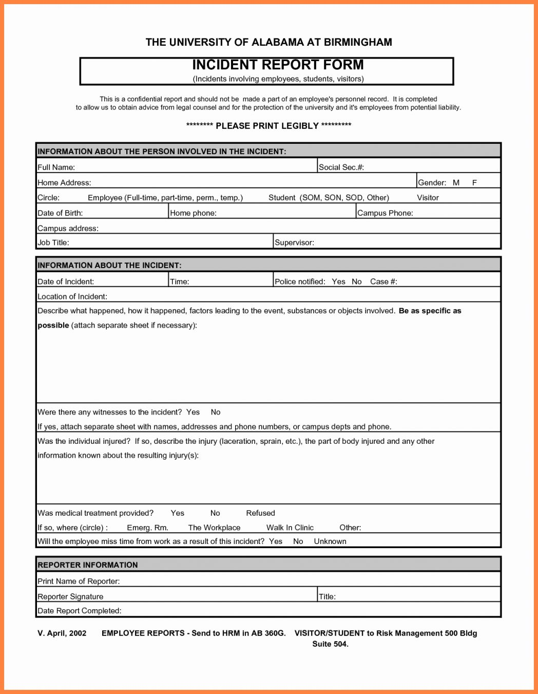 Accident Report Forms Te Lovely Employee Injury Form Throughout Injury Report Form Template