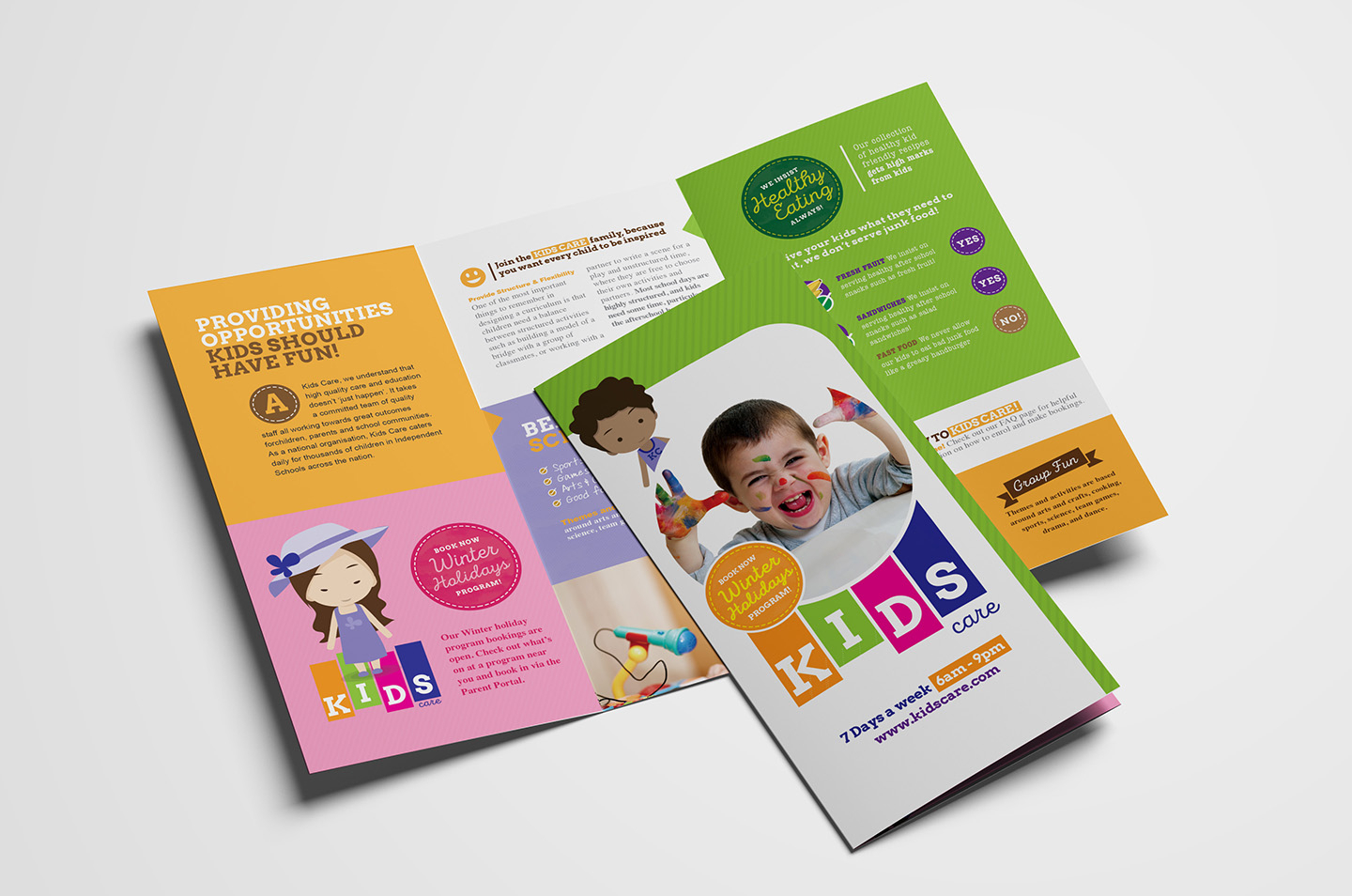 After School Care Tri Fold Brochure Template In Psd, Ai For Tri Fold School Brochure Template