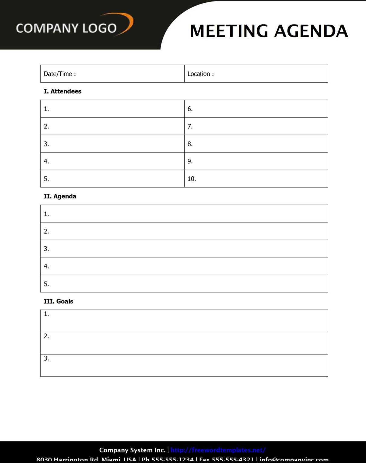 Agenda Template Word 2010