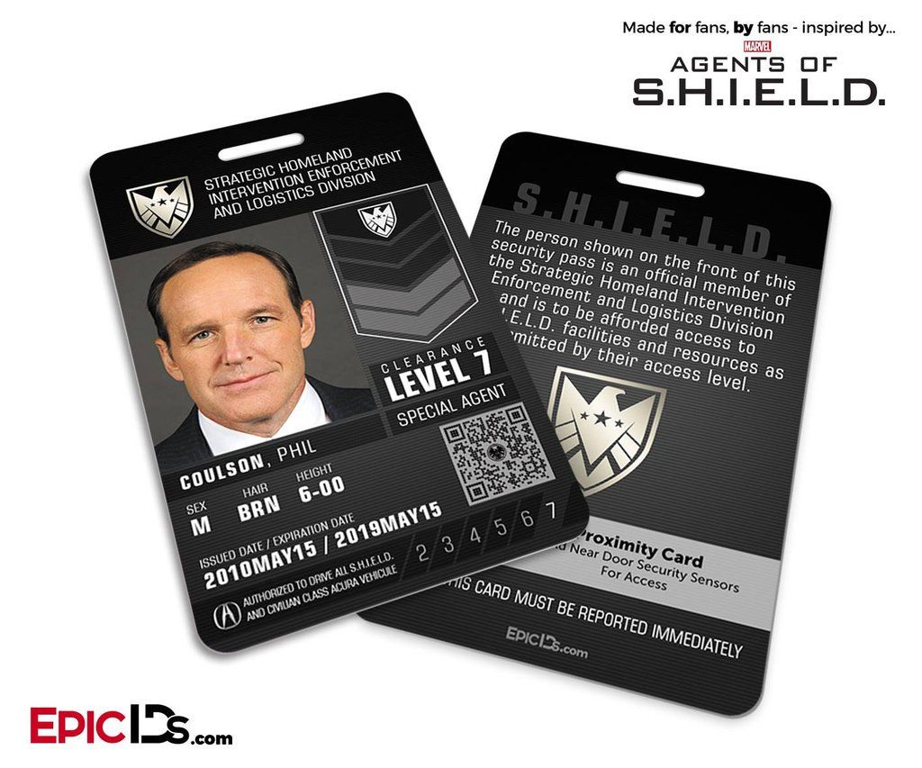 Agents Of Shield Inspired 'real' Shield Agent Id – Phil For Faculty Id Card Template