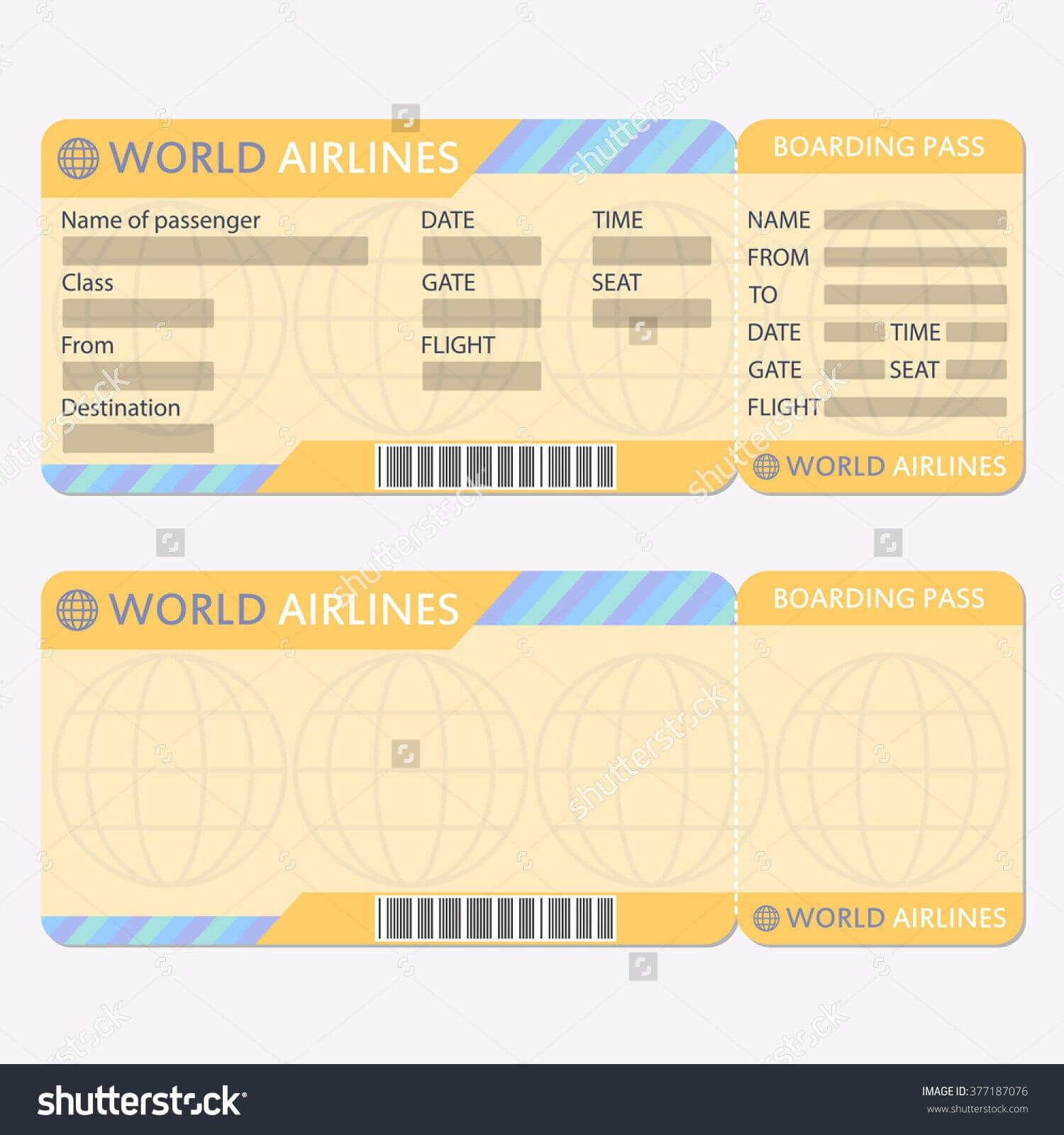 Airline Or Plane Ticket Template Boarding Pass Blank And Regarding Blank Train Ticket Template