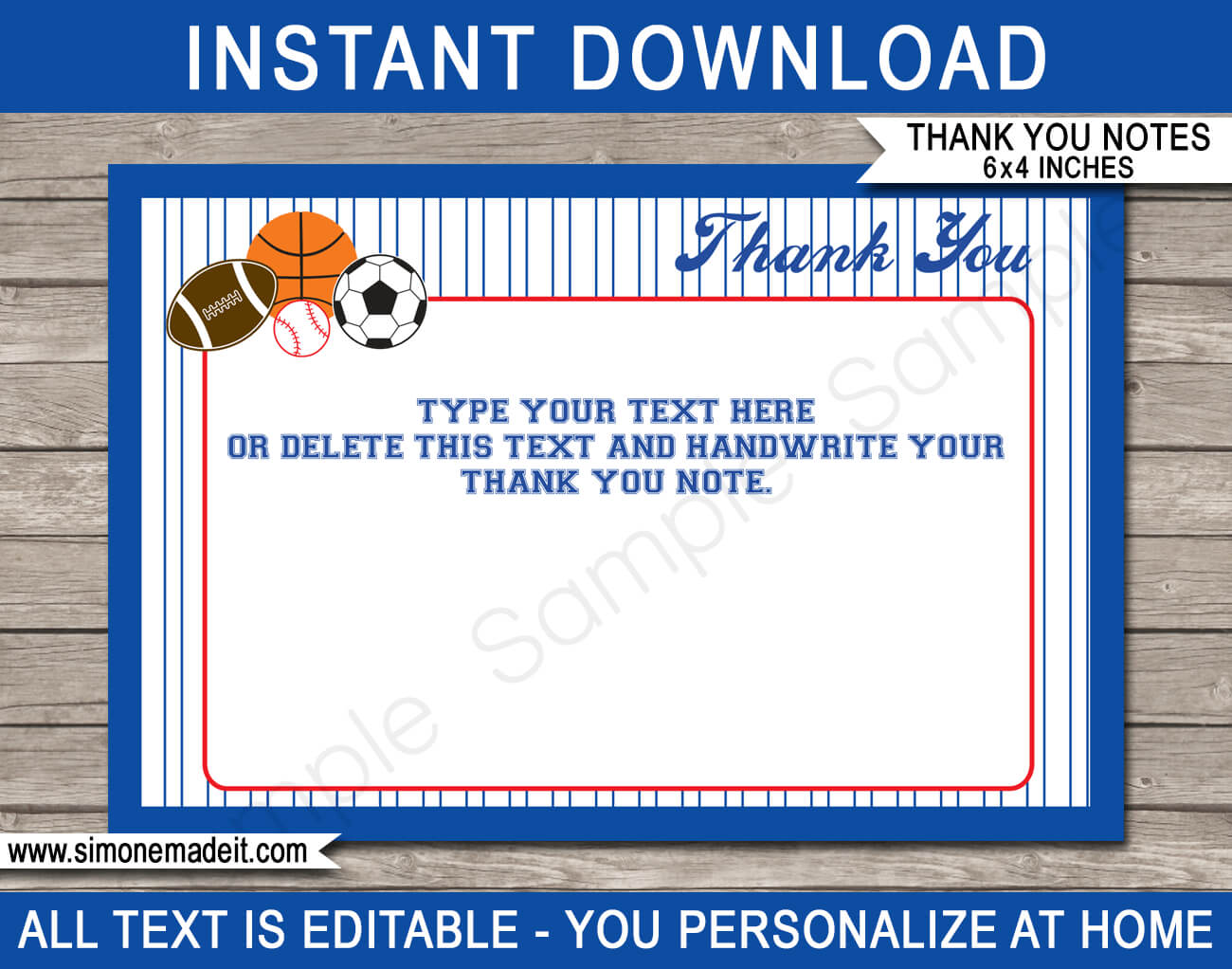 All Star Sports Party Thank You Cards Template With Soccer Thank You Card Template
