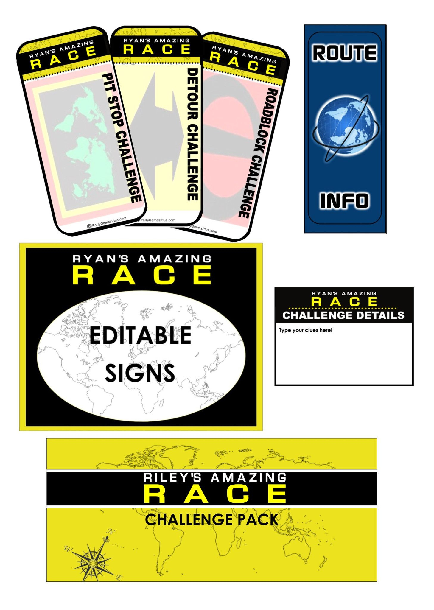 Amazing Race Clues & Challenge Cards – Editable | Amazing In Clue Card Template
