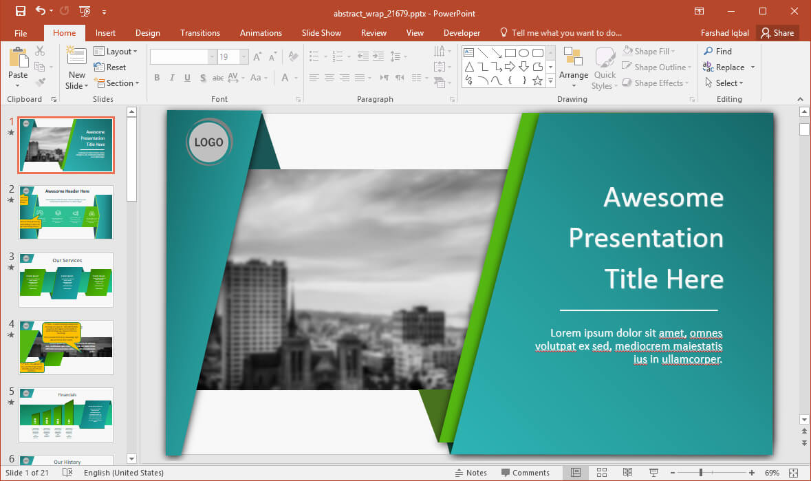 Animated Wrapping Shapes Powerpoint Template Pertaining To Replace Powerpoint Template