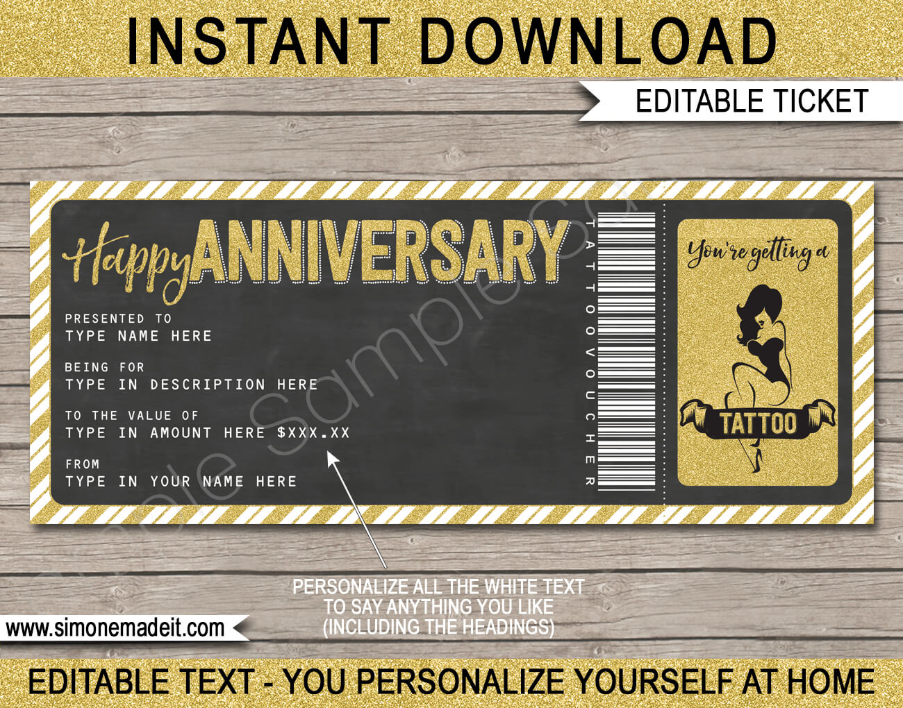 Anniversary Tattoo Gift Vouchers With Regard To Tattoo Gift Certificate Template