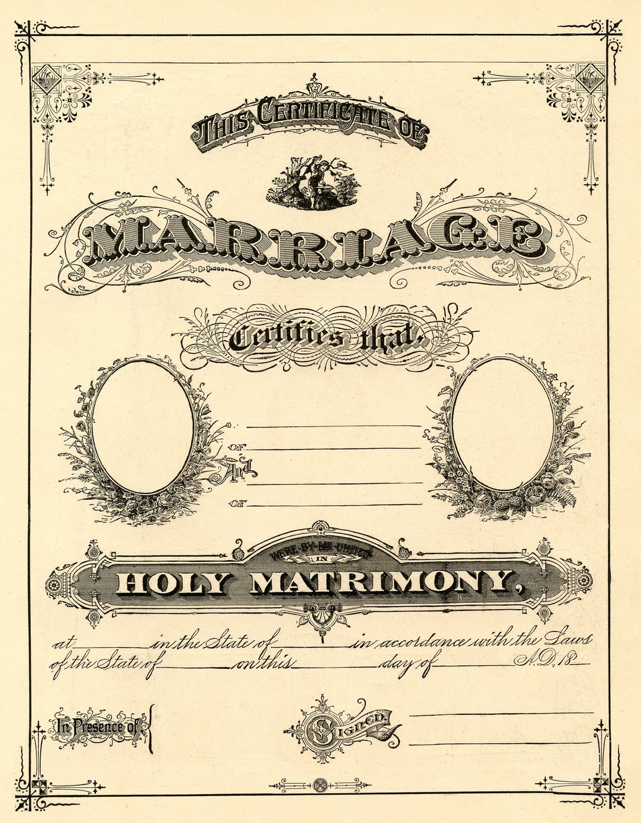 Antique Ephemera Clip Art – Printable Marriage Certificate Intended For Blank Marriage Certificate Template