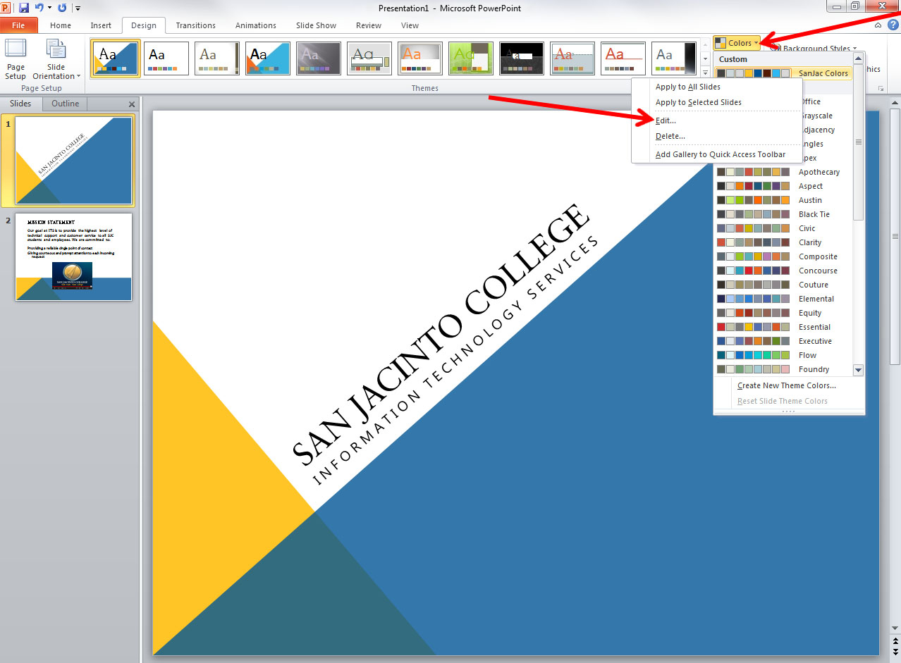 Applying And Modifying Themes In Powerpoint 2010 Regarding How To Edit A Powerpoint Template