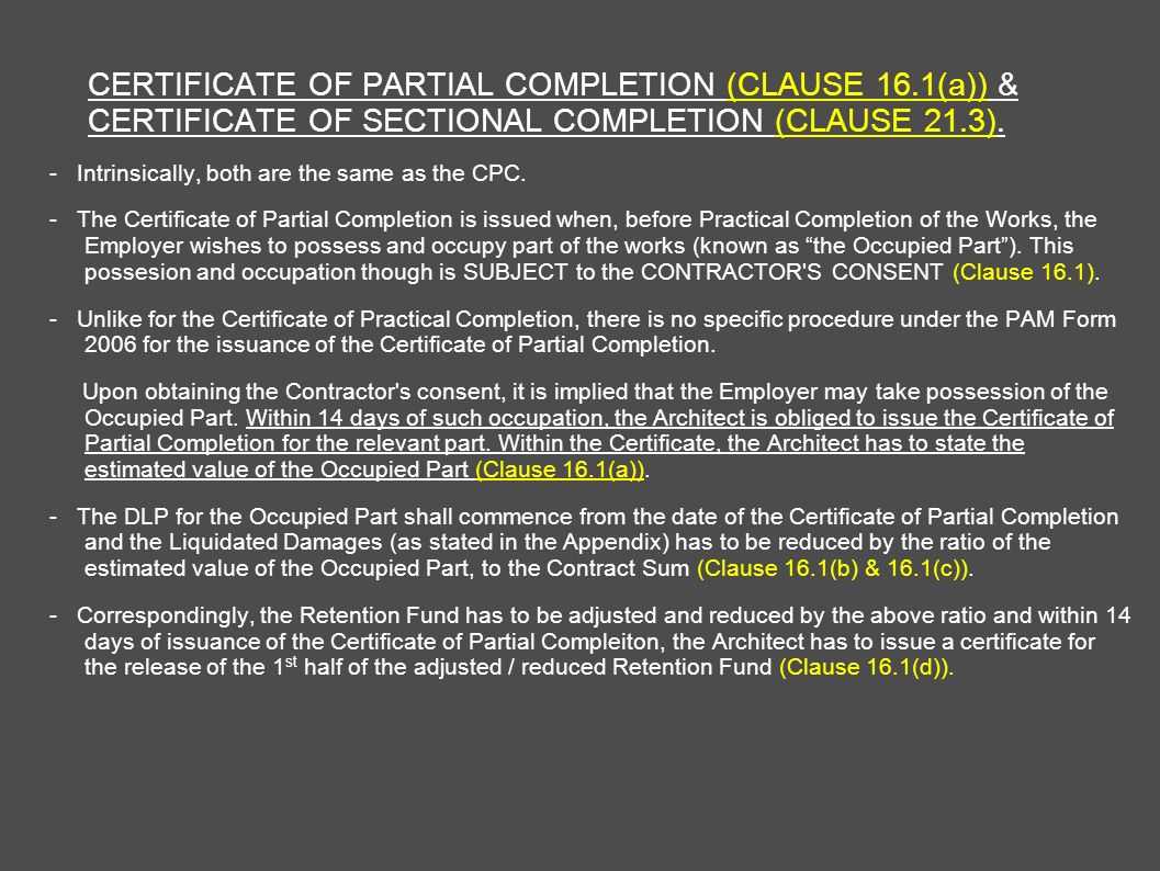 Architect's Certification Under The Pam Contract 2006 Inside Jct Practical Completion Certificate Template