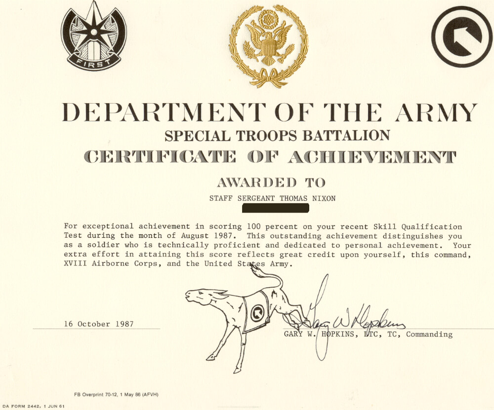 Army Certificate Of Completion Template | Certificate Of With Certificate Of Achievement Army Template