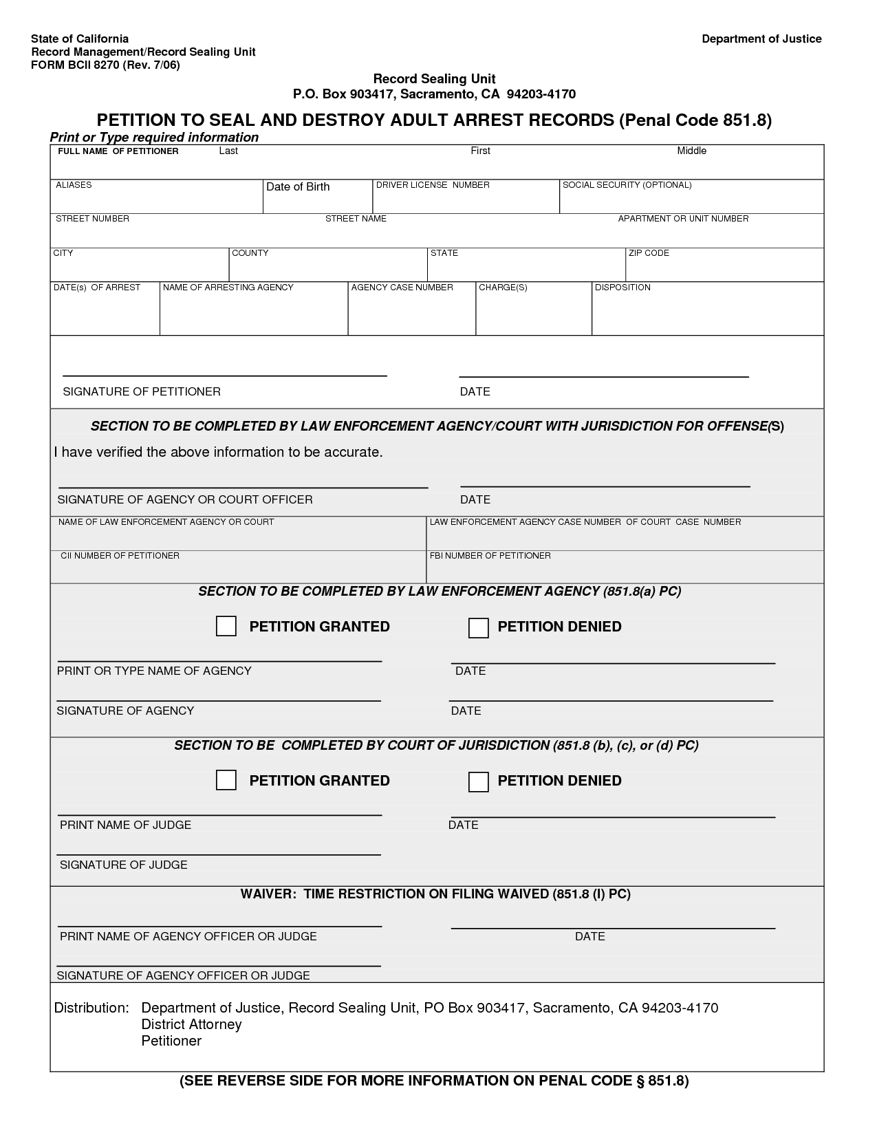 Arrest Record Template | Ca – Criminal – Petition To Seal Within Autopsy Report Template