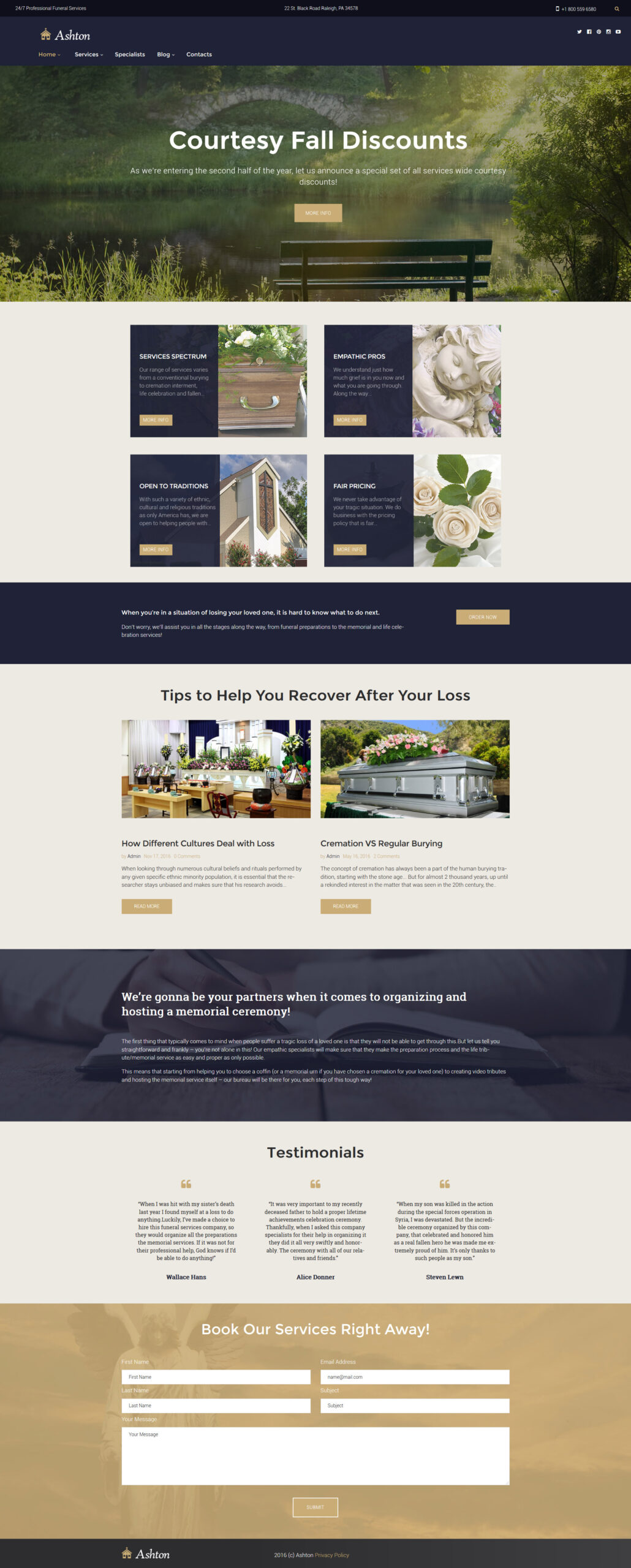 Ashton – Funeral & Cemetery Services WordPress Theme With Funeral Powerpoint Templates