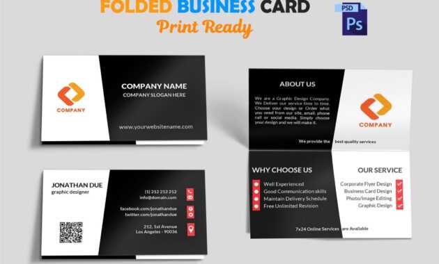 Astounding Folding Business Card Templates Template Ideas inside Fold Over Business Card Template