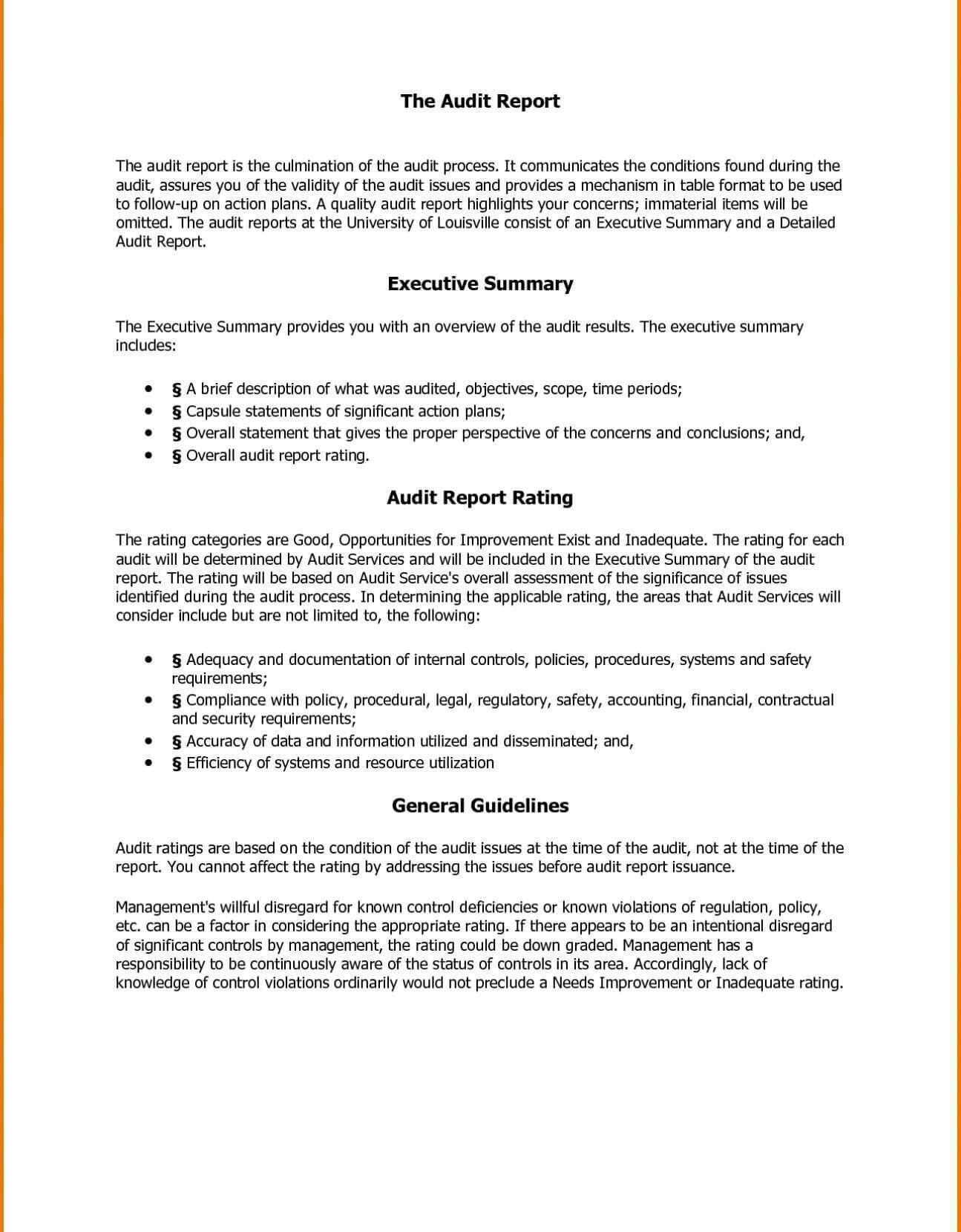 Audit Certificate Template Information System Audit Report For Executive Summary Report Template