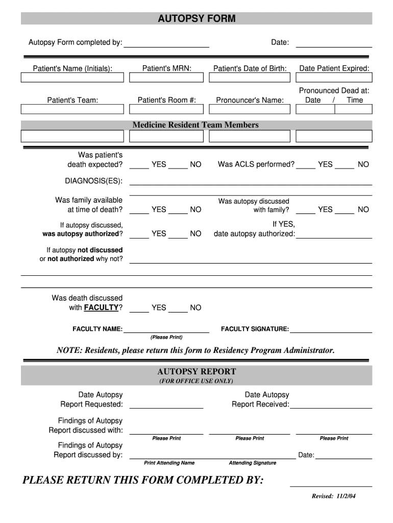 Autopsy Report Template - Fill Online, Printable, Fillable Regarding Blank Autopsy Report Template