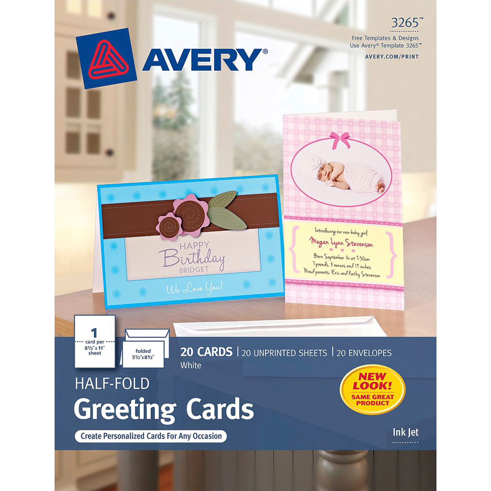 Avery® Half Fold Greeting Cards, Matte, 5 1/2" X 8 1/2", 20 For Place Card Template Free 6 Per Page