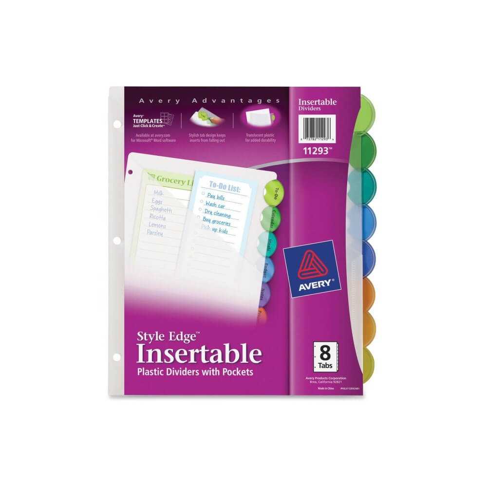 Avery Style Edge Plastic Insertable Dividers – 8.5" X 11 With Regard To 8 Tab Divider Template Word