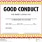 Award Certificate Good Conduct Stock Vector – Illustration Intended For Good Conduct Certificate Template