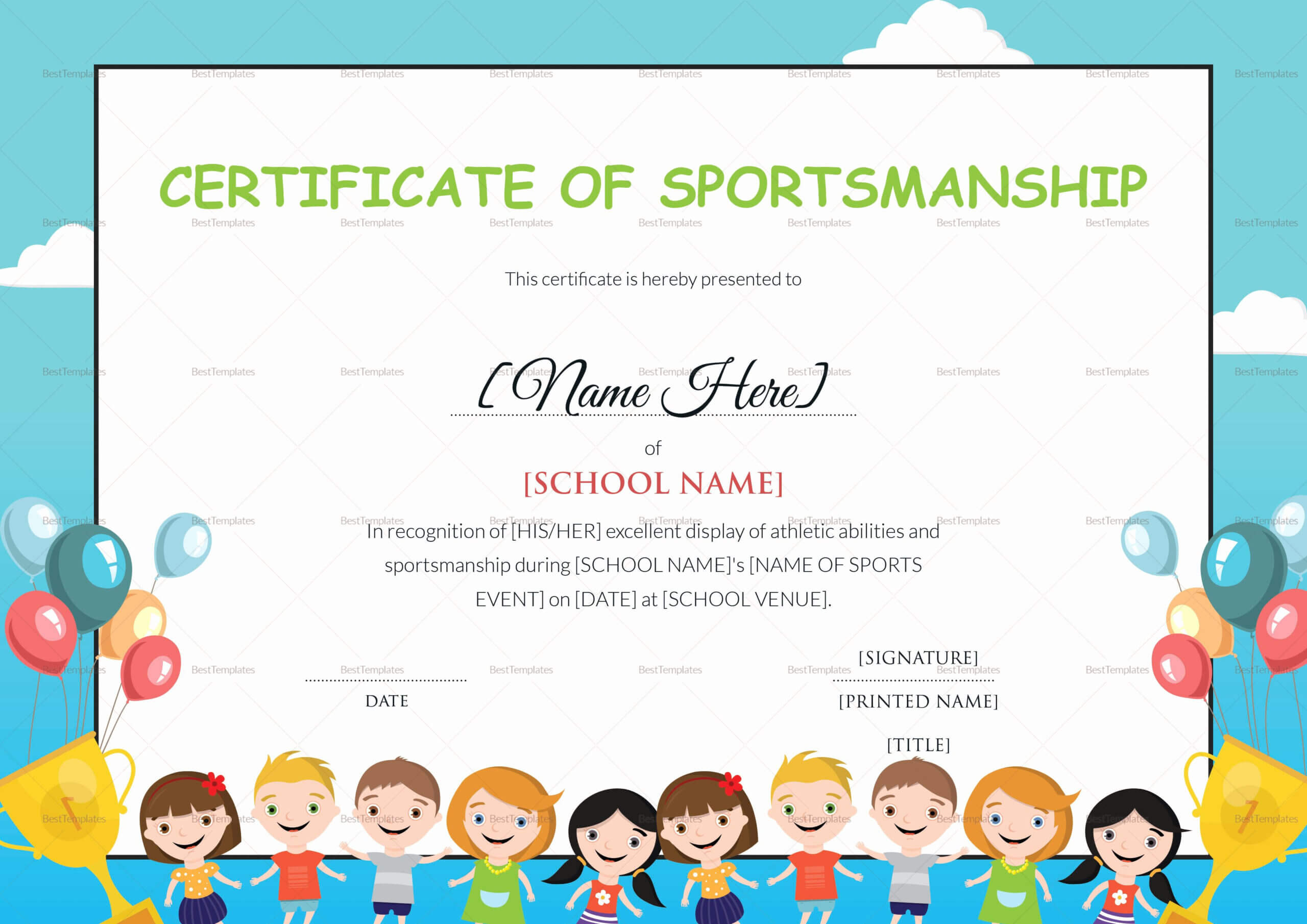 Award Certificate Template For Kids – Zimer.bwong.co With Regard To Gymnastics Certificate Template