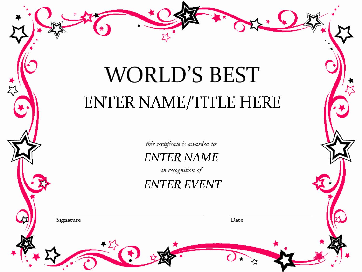 Award Certificate Template Free Best Of Free Funny Award With Fun Certificate Templates