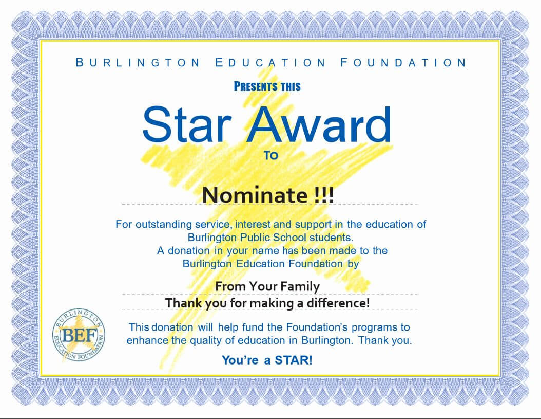 Award Certificate Template Free Fresh Star Awards Burlington Inside Star Award Certificate Template